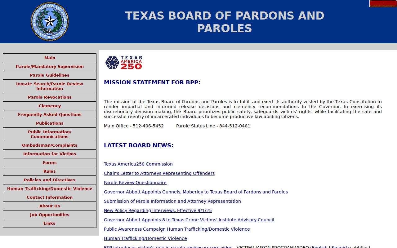 Burleson County criminal history parole decision resource