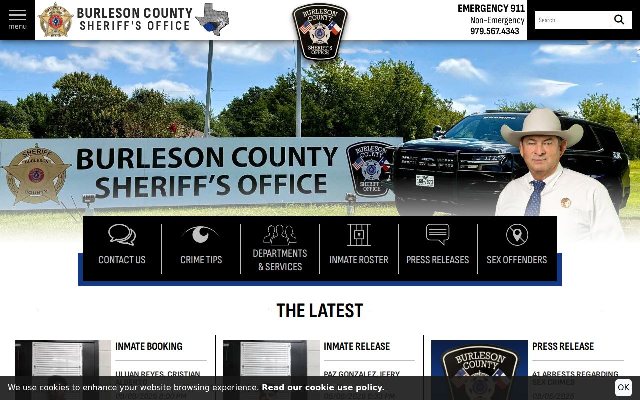 Burleson County criminal history sheriff website
